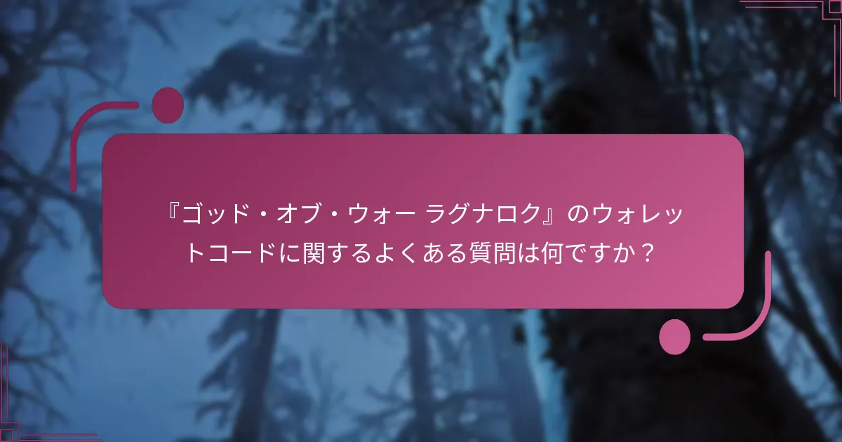 『ゴッド・オブ・ウォー ラグナロク』のウォレットコードに関するよくある質問は何ですか？
